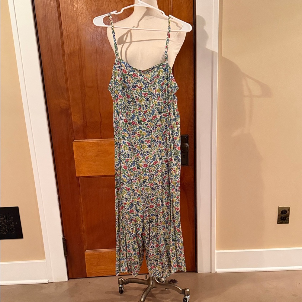 Anthropologie Floral Jumpsuit in Blue, Green, Red